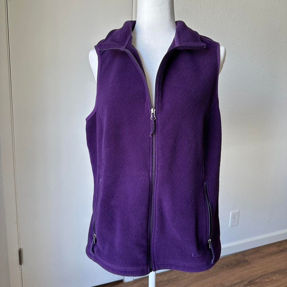 L.L.Bean Purple Fleece Vest Zip Up W/ Pockets Size XL Regular
